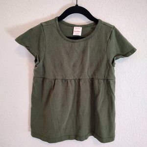 Hanna Andersson 120 6 7 Peplum T-shirt Short Sleeve Green Embroidered Summer